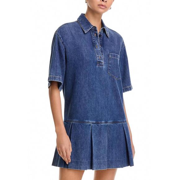 NEW FRAME tennis mini dress in blue denim